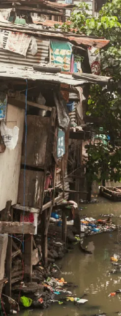 Poor town flooded with dirty water